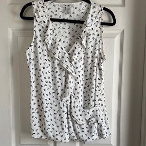 White House Black Market Monochrome Ruffle Blouse